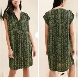 Anthropologie Rachel Shift Dress Green Snakeskin Print XS